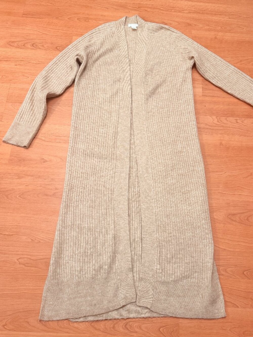 H&M Cream Ribbed Knit Maxi Duster Cardigan - XS